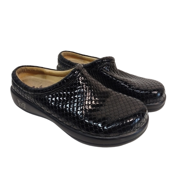 Alegria Shoes - ALEGRIA Leather Clogs / Mules Black Snake Print Shoes Women's Size 38 (US 7.5)